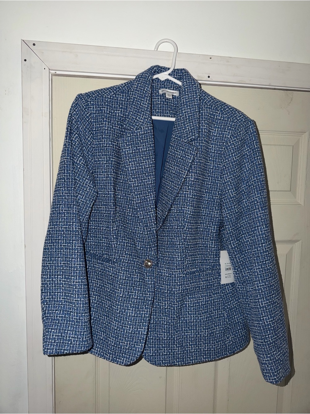 Women's Blue Textured Single-Button Blazer by Charter Club